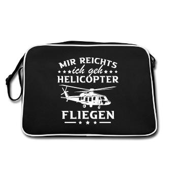 Mir reichts ich geh Helicopter - Retro Tasche - Schwarz/Weiß - Hinten