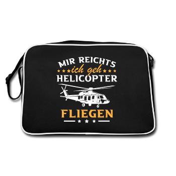 Mir reichts ich geh Helicopter - Retro Tasche - Schwarz/Weiß - Hinten