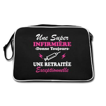 Pensionierte Krankenschwester Humor Ruhestandsgeschenk - Retro Tasche - Schwarz/Weiß - Hinten