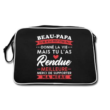 Hübscher Vater hat das Leben nicht geschenkt, aber es wurde besser - Retro Tasche - Schwarz/Weiß - Hinten