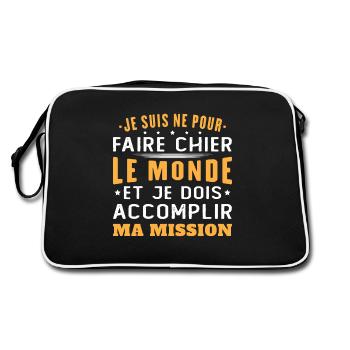 Né Pour Faire Chier Le Monde Accomplir Ma Mission - Sac Retro - noir/blanc - Dos