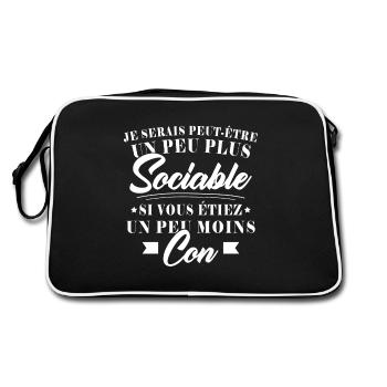 Je serais plus sociable si vous étiez moins con - Sac Retro - noir/blanc - Dos