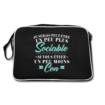 Je serais plus sociable si vous étiez moins con - Sac Retro - noir/blanc - Dos