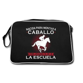 Born to ride, forced to go to school - Retro Bag - black/white - Back