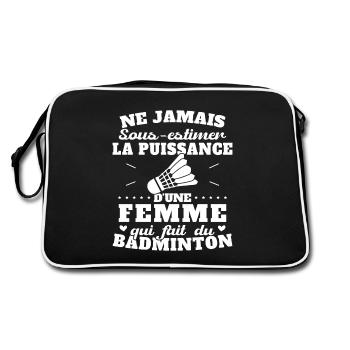 The power of a woman who plays badminton - Retro Bag - black/white - Back