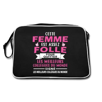 Mad Woman verlässt Kollegen - Retro Tasche - Schwarz/Weiß - Hinten
