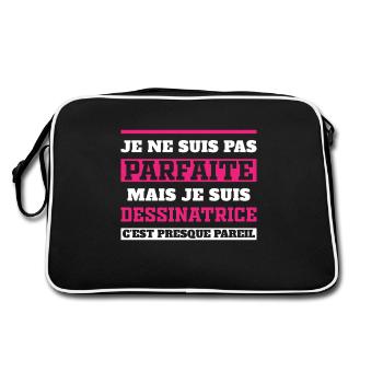Not perfect but I'm a cartoonist - Retro Bag - black/white - Back