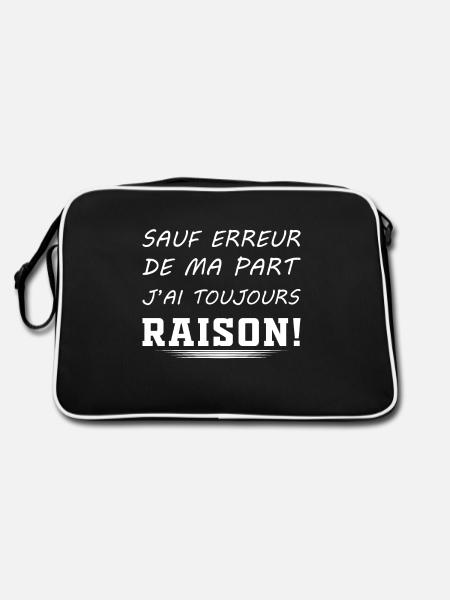 Wenn ich mich nicht irre, habe ich immer Recht! - Retro Tasche - Schwarz/Weiß - Hinten
