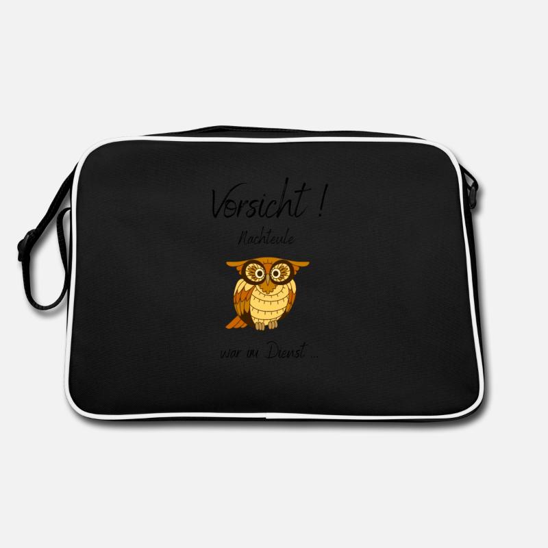 Nachtschicht, lustige Sprüche, Eule Retro Tasche