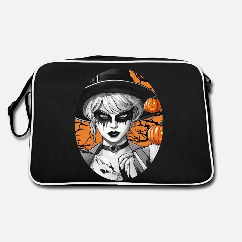 Halloween - Retro Tasche - Schwarz/Weiß