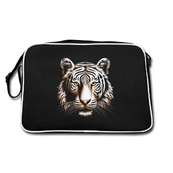 Dynamic Op Art Tiger Canvas Print - Retro Bag - black/white - Back