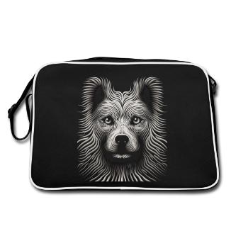 Dynamic Op Art Dog Canvas Masterpiece - Retro Bag - black/white - Back