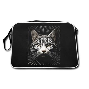Abstrait Op Art chat toile - moderne félin Eleganc - Sac Retro - noir/blanc - Dos