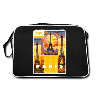 Paris, Tour Eiffel, France, Ville, Horizon, Art - Sac Retro - noir/blanc - Dos
