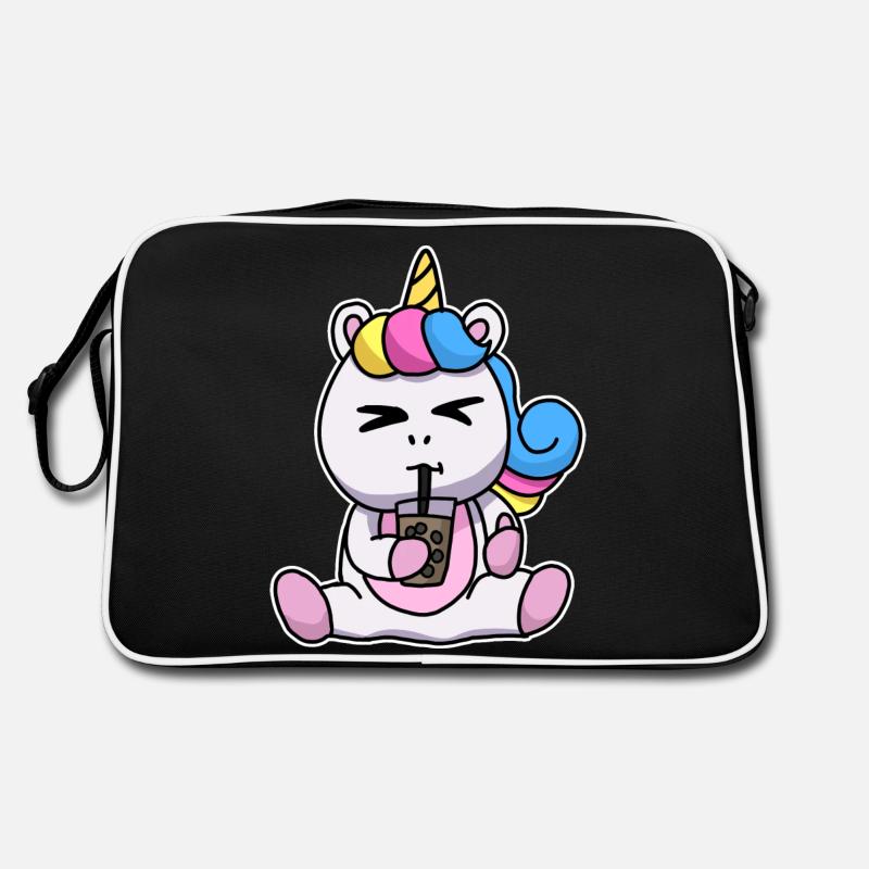 Bubble Tea Drinking Unicorn Anime Kawaii Retro Bag