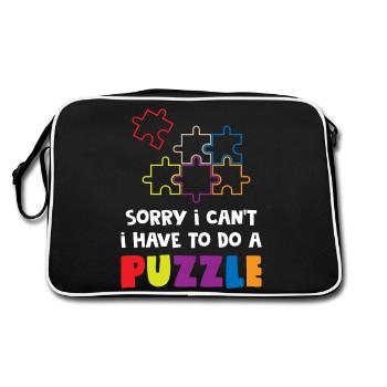 Funny Puzzle Lover - Retro Bag - black/white - Back