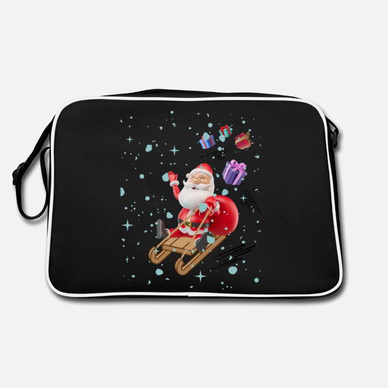 Weihnachtsmann und die Geschenke - Retro Tasche - Schwarz/Weiß
