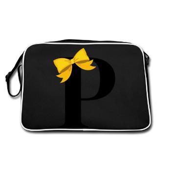 Letter p yellow bow - Retro Bag - black/white - Back