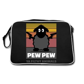 Schaf Gangster - Retro Tasche - Schwarz/Weiß - Hinten