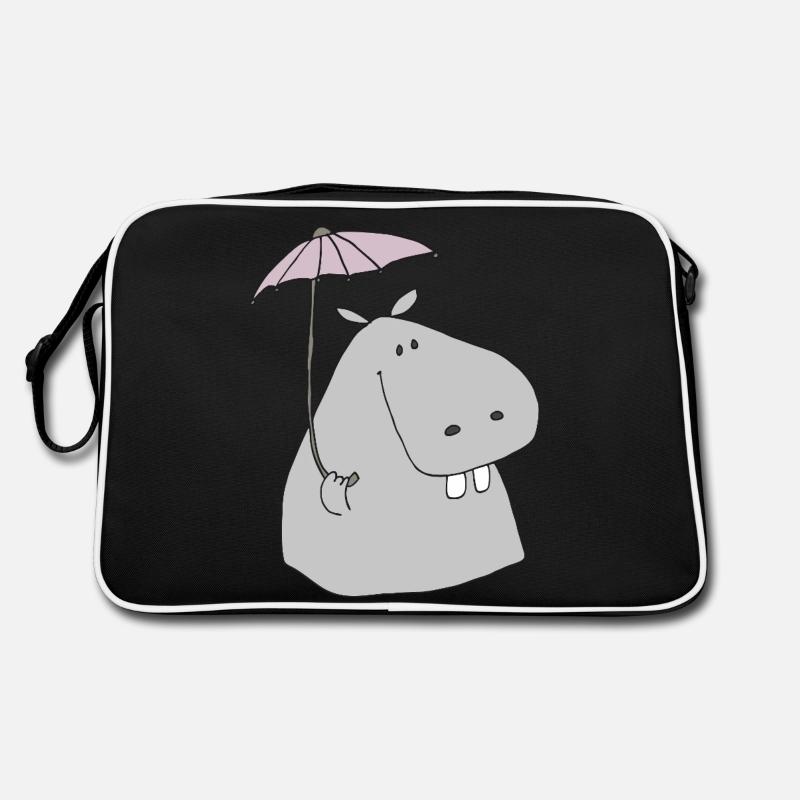 nilpferd mit schirm Retro Tasche