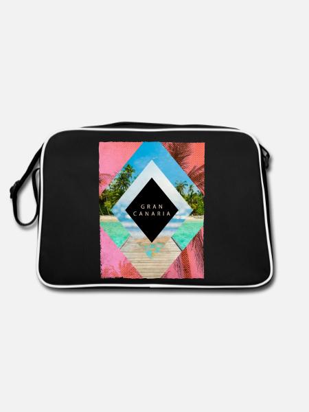 Gran Canaria Palm Trees Summer Sun Beach Sea - Retro Bag - black/white - Back