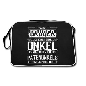Bruder Paten-Onkel Paten-Kind Pate Taufpate - Retro Tasche - Schwarz/Weiß - Hinten