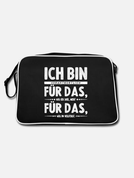 lustiger Spruch Sarkasmus Zyniker lustiges Geschen - Retro Tasche - Schwarz/Weiß