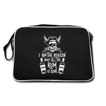 Rum rum lovers rum drinkers alcohol pirates - Retro Bag - black/white - Back