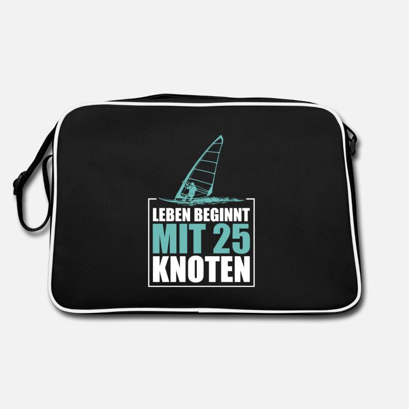 Leben beginnt mit 25 Knoten Surfen Windsurfen Retro Tasche