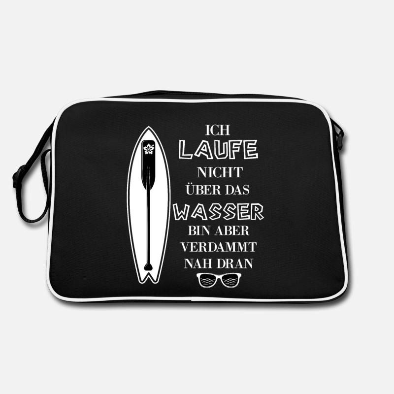 Ich laufe nicht über das Wasser Stand up paddeling - Retro Tasche - Schwarz/Weiß