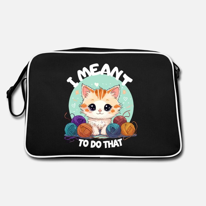Cat Wool Knitting Crochet Handmade Cute Retro Bag