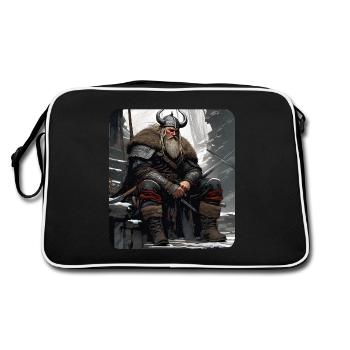 Proud Viking Warrior Germanic - Retro Bag - black/white - Back
