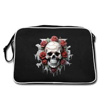 Gothic Floral Art Graphic Fashion Design - Retro Bag - black/white - Back