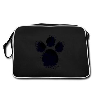 Chien noir patte chien peinture tache éclaboussure - Sac Retro - noir/blanc - Dos