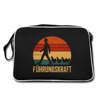 Führungskraft Hühner Landwirt Bauer Geschenkidee - Retro Tasche - Schwarz/Weiß - Hinten