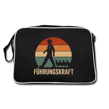 Führungskraft Hühner Landwirt Bauer Geschenkidee - Retro Tasche - Schwarz/Weiß - Hinten