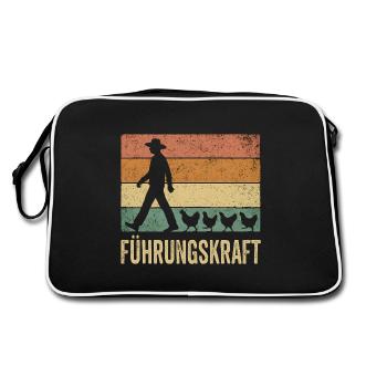 Führungskraft Hühner Landwirt Bauer Geschenkidee - Retro Tasche - Schwarz/Weiß - Hinten
