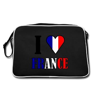 France | J'aime la france | Coeur de france - Sac Retro - noir/blanc - Dos