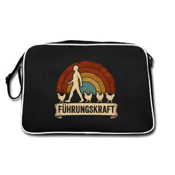 Führungskraft Hühner Landwirt Bauer Geschenkidee - Retro Tasche - Schwarz/Weiß - Hinten
