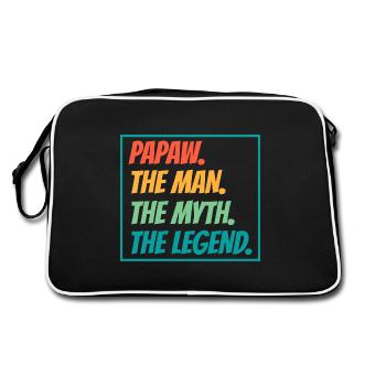 Papa Vater Opa Geschenkidee Papaw Spruch Humor - Retro Tasche - Schwarz/Weiß - Hinten