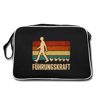 Führungskraft Hühner Landwirt Bauer Geschenkidee - Retro Tasche - Schwarz/Weiß - Hinten