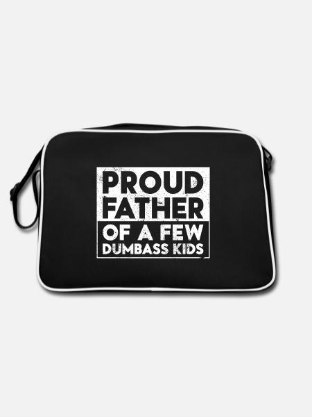 Papa Geschenkidee Fun Father Of A Few Dumbass Kids - Retro Tasche - Schwarz/Weiß - Hinten