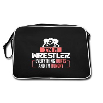 i'm a wrestler everything hurts and i'm hungry - Sac Retro - noir/blanc - Dos