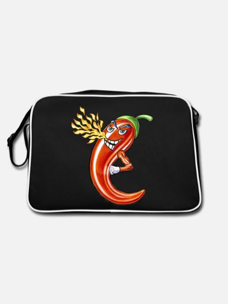 Funny Spicy Chili On Fire - Retro Bag - black/white - Back