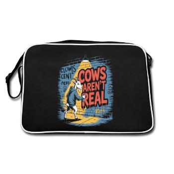 Ziege mit Sprühdose und verrücktem Kuh Spruch - Retro Tasche - Schwarz/Weiß - Hinten
