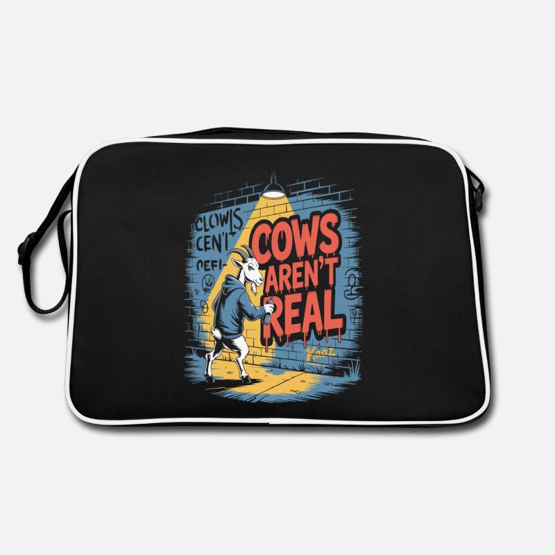 Goat with spray can and crazy cow saying Retro Bag