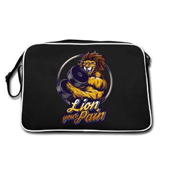 Bodybuilder muscle lion lie your pain saying - Retro Bag - black/white - Back