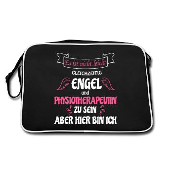 Physiotherapeutin & Engel ist nicht leicht, Berufe - Retro Tasche - Schwarz/Weiß - Hinten