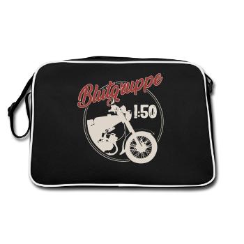 Blutgruppe 1:50 Ostalgie Moped Motorrad DDR Simmi - Retro Tasche - Schwarz/Weiß - Hinten