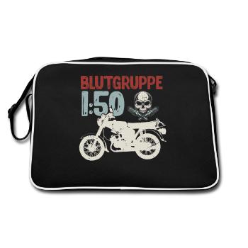 Blutgruppe 1:50 Ostalgie Moped Motorrad DDR Simmi - Retro Tasche - Schwarz/Weiß - Hinten